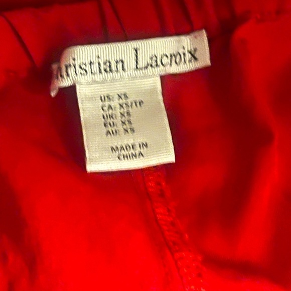 NWOT Christian Lacroix Red Wide Leg Pants XS - Picture 3 of 5